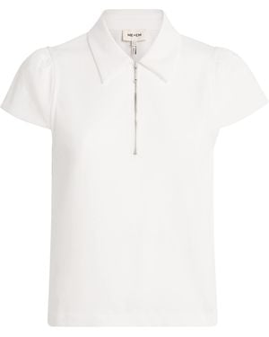 ME+EM Organic Cotton Zipped Polo Jumper - White