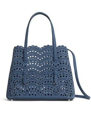 Alaïa Nubuck Leather Mina 25 Top-Handle Bag - Blue