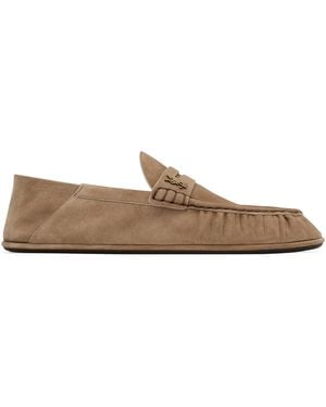 Saint Laurent Suede Foldable Le Loafers - Brown