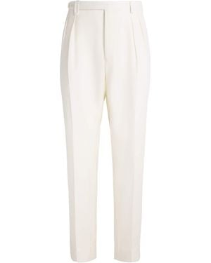 Brioni Wool Straight Tailored Trousers - White
