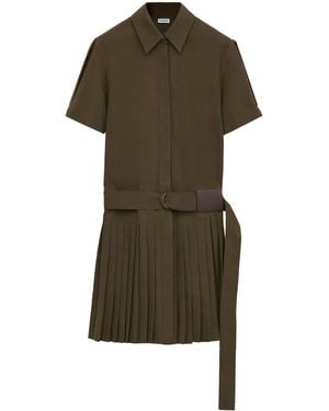 Loewe Belted Pleated Mini Dress - Green