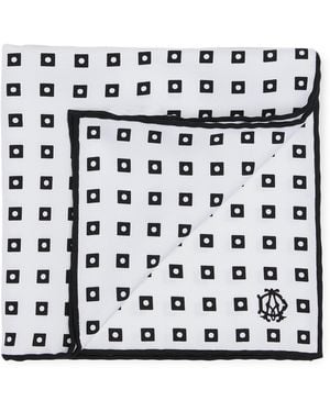dunhill Mulberry Silk Polka Dot Pocket Square - Black