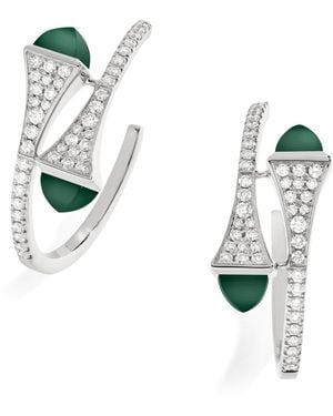 Marli New York Diamond And Agate Cleo Hoop Earrings - White
