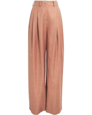 Colombo Cashmere-Silk-Linen Trousers - Brown