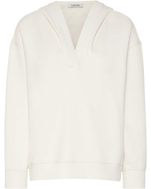 Max Mara Hooded V-Neck Sweatshirt - White