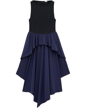 Loewe X Paula's Ibiza Asymmetric Ruffle Cotton Sleeveless Midi Dress - Blue