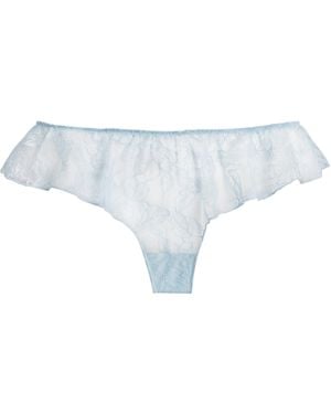 Fleur du Mal Lace Jasmine Flutter Thong - Blue