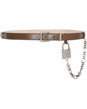 Balmain Leather Padlock Sync Belt - Natural