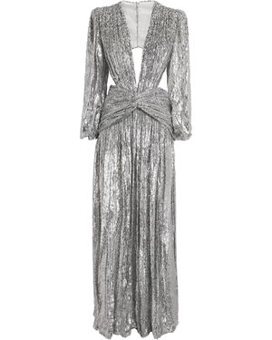 Costarellos Leopard Devoré Anisa Gown - Gray
