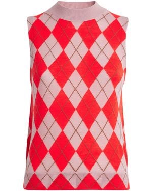 ME+EM Wool-Cashmere Argyle Sweater Vest - Red