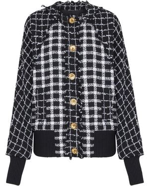 Balmain Tweed Bomber Jacket - Black