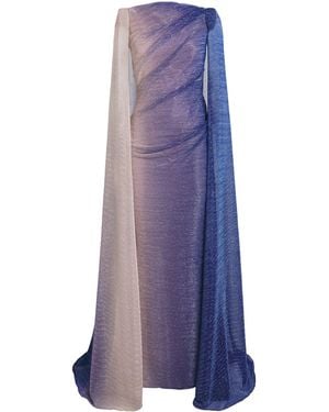 Talbot Runhof Voile Cape Maxi Dress - Purple