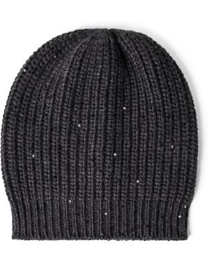 Brunello Cucinelli Cashmere-Silk Sequinned Beanie - Black