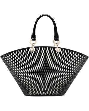 Tom Ford Medium Cut-Out Patent Leather Panier Tote Bag - Black