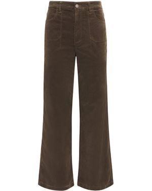 PAIGE Corduroy Anessa Wide-Leg Trousers - Brown