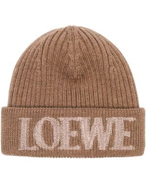 Loewe Wool-Blend Beanie - Brown