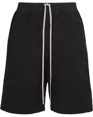 Rick Owens Cotton Pusher Wide-Leg Shorts - Black