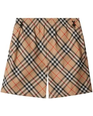 Burberry Woven Twill Check Shorts - Brown