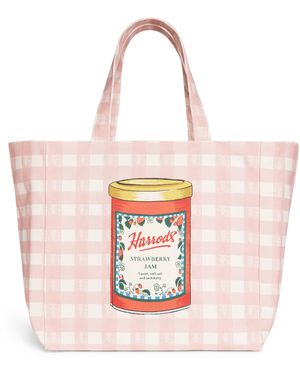 Harrods Cotton Canvas Jam Tote Bag - Pink