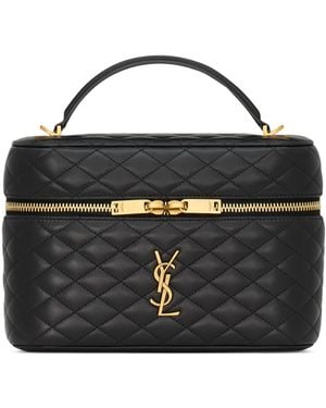 Saint Laurent Large Lambskin Gabby Vanity Shoulder Bag - Black