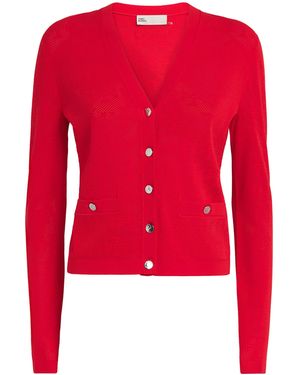 Tory Burch Monogram Pointelle Cardigan - Red