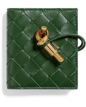 Bottega Veneta Nappa Leather Andiamo Flap Card Holder - Green