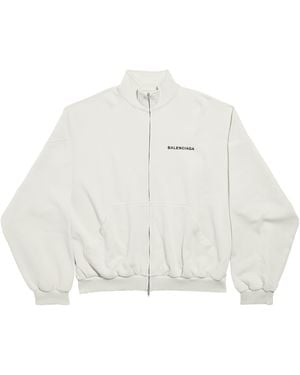Balenciaga Cotton Logo Zip-Up Jacket - White