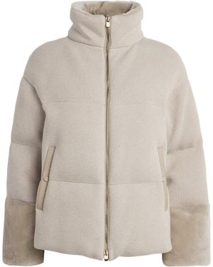 Agnona Cashmere Quilted Pufferjacket - Natural