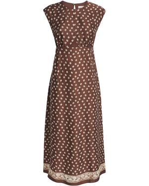 Claudie Pierlot Satin Printed Maxi Dress - Brown