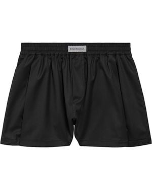Balenciaga Wool-Blend Boxer-Style Shorts - Black