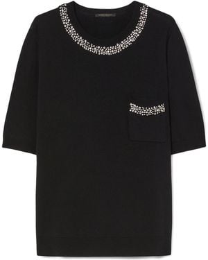 Marina Rinaldi Embellished Short-Sleeve Jumper - Black