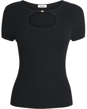 Sandro Knitted Rib Cut-Out Top - Black