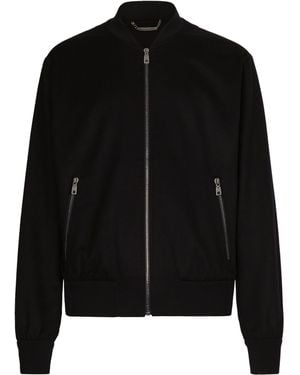 Dolce & Gabbana Zip-up Leather Bomber Jacket - Black