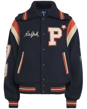 Polo Ralph Lauren Wool-Blend Patchwork Bomber Jacket - Blue
