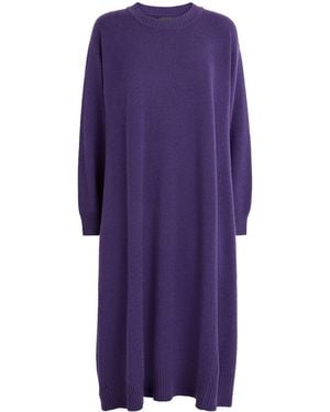 Eskandar Cashmere A-Line Sweater Dress - Purple