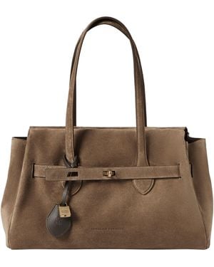 Brunello Cucinelli Suede Explorer Shoulder Bag - Brown