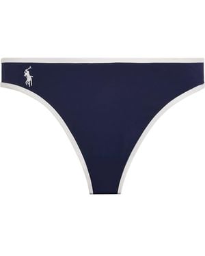 Polo Ralph Lauren Polo Pony Two-Tone Bikini Bottoms - Blue