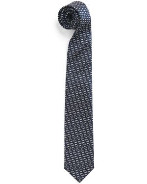 Isaia Silk Geometric Jacquard Tie - Blue