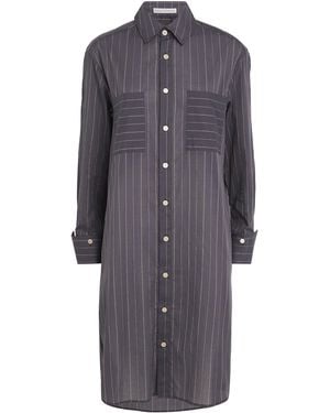 Palmer//Harding Cotton Stripe Ease Mini Shirt Dress - Grey