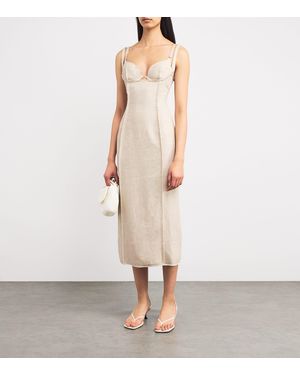 【関税＆送料込み】Jacquemus 'La Robe Agave' White Sleevele Jacquemus La Robe Agave Midi Dress | White | FARFETCH