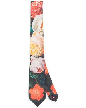 Paul Smith Silk Floral Tie - White