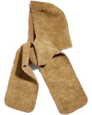 MAX&Co. Faux Shearling Hooded Scarf - Natural