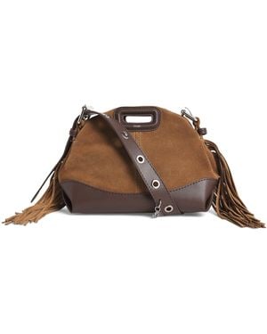 Maje Suede-Leather Miss M Top-Handle Bag - Brown