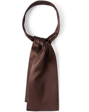 Brunello Cucinelli Stretch-Satin Silk Jabot Scarf - Brown