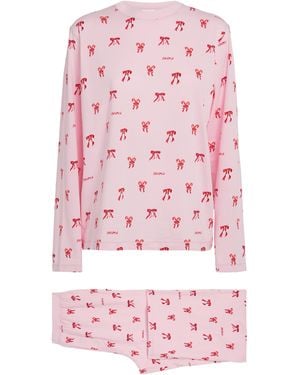 Skims Boyfriend Long-Sleeve And Trouser Pajama Set - Pink