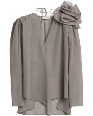 Magda Butrym Silk Rose Brooch Blouse - Grey