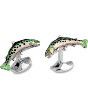 Deakin & Francis Sterling Trout Cufflinks - Green