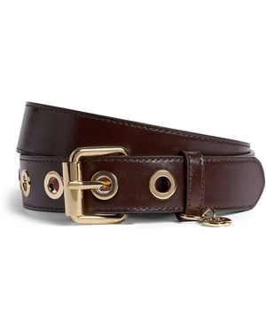 Maje Leather Eyelet Belt - Brown