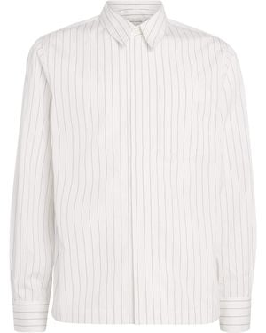 Dries Van Noten Cotton Zip-Detail Stripe Shirt - White