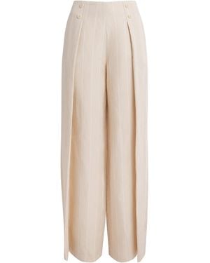 Claudie Pierlot Pleated Wide-Leg Trousers - Natural